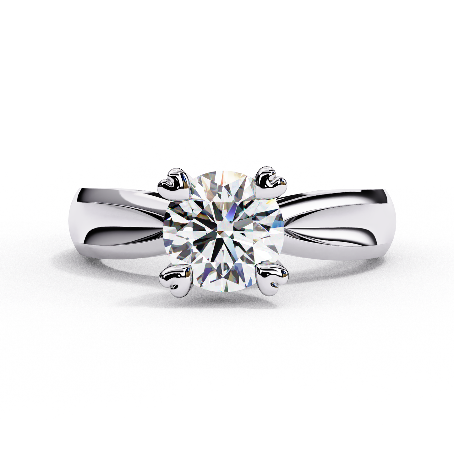 Heart Prong Solitaire Ring with Round Lab-Grown Diamond in Rose Gold