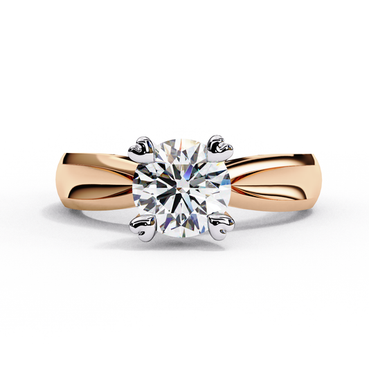 Heart Prong Solitaire Ring with Round Lab-Grown Diamond in Rose Gold
