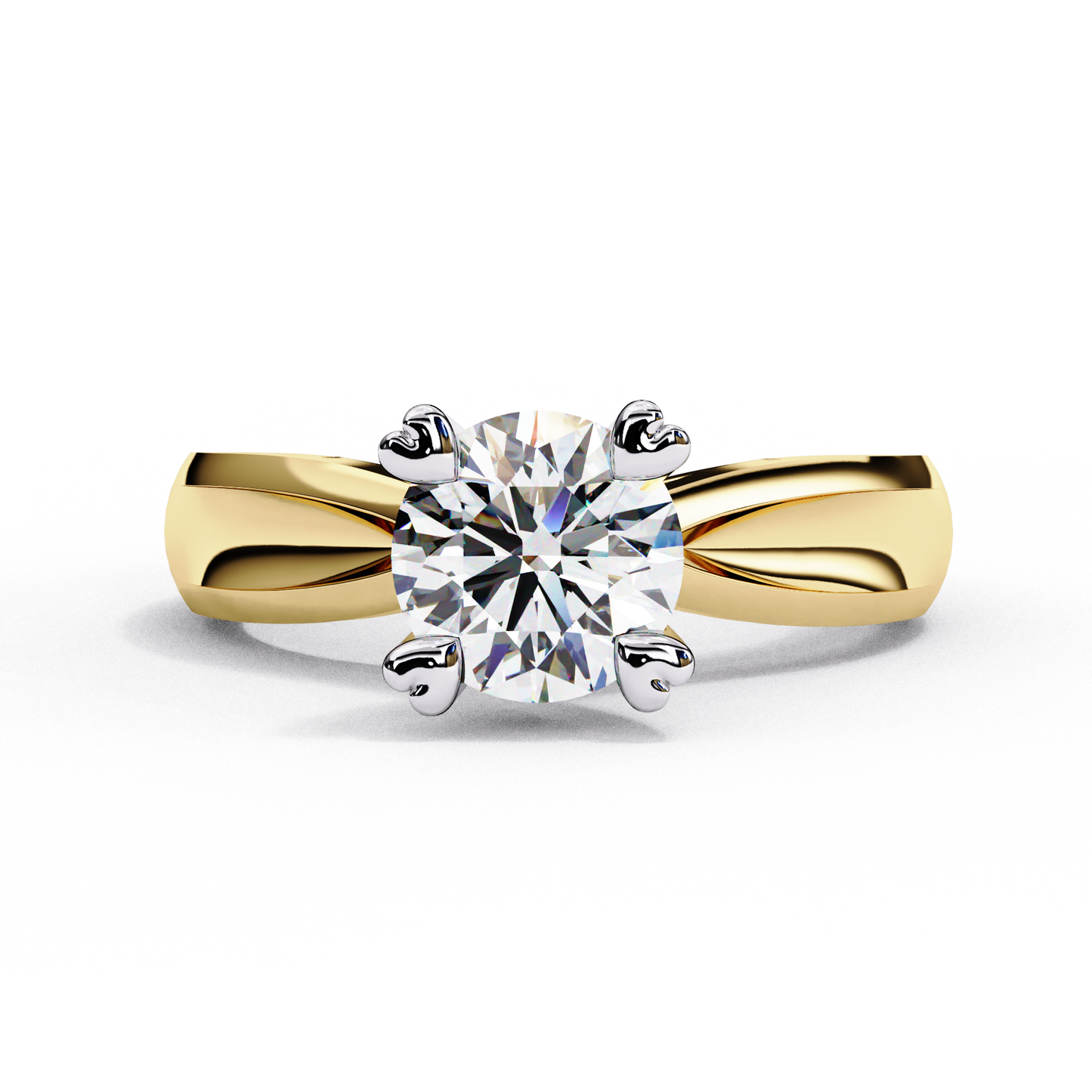 Heart Prong Solitaire Ring with Round Lab-Grown Diamond in Rose Gold