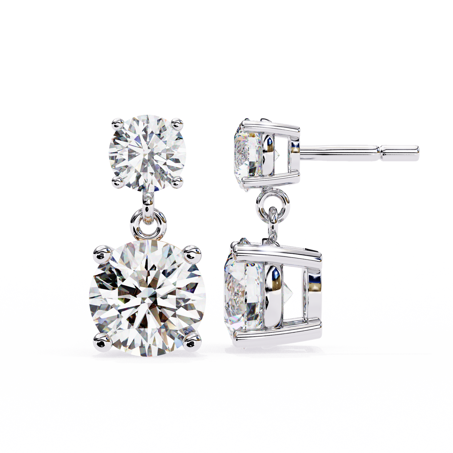 Modern Elegance – 3.73  CT Lab Grown Diamond Two-Stone Earrings