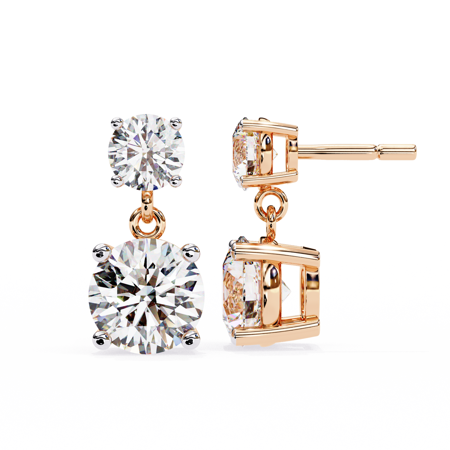 Modern Elegance – 3.73  CT Lab Grown Diamond Two-Stone Earrings