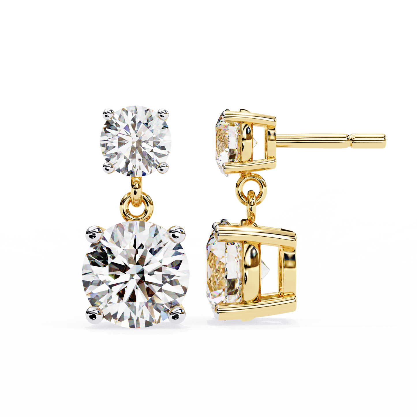 Modern Elegance – 3.73  CT Lab Grown Diamond Two-Stone Earrings