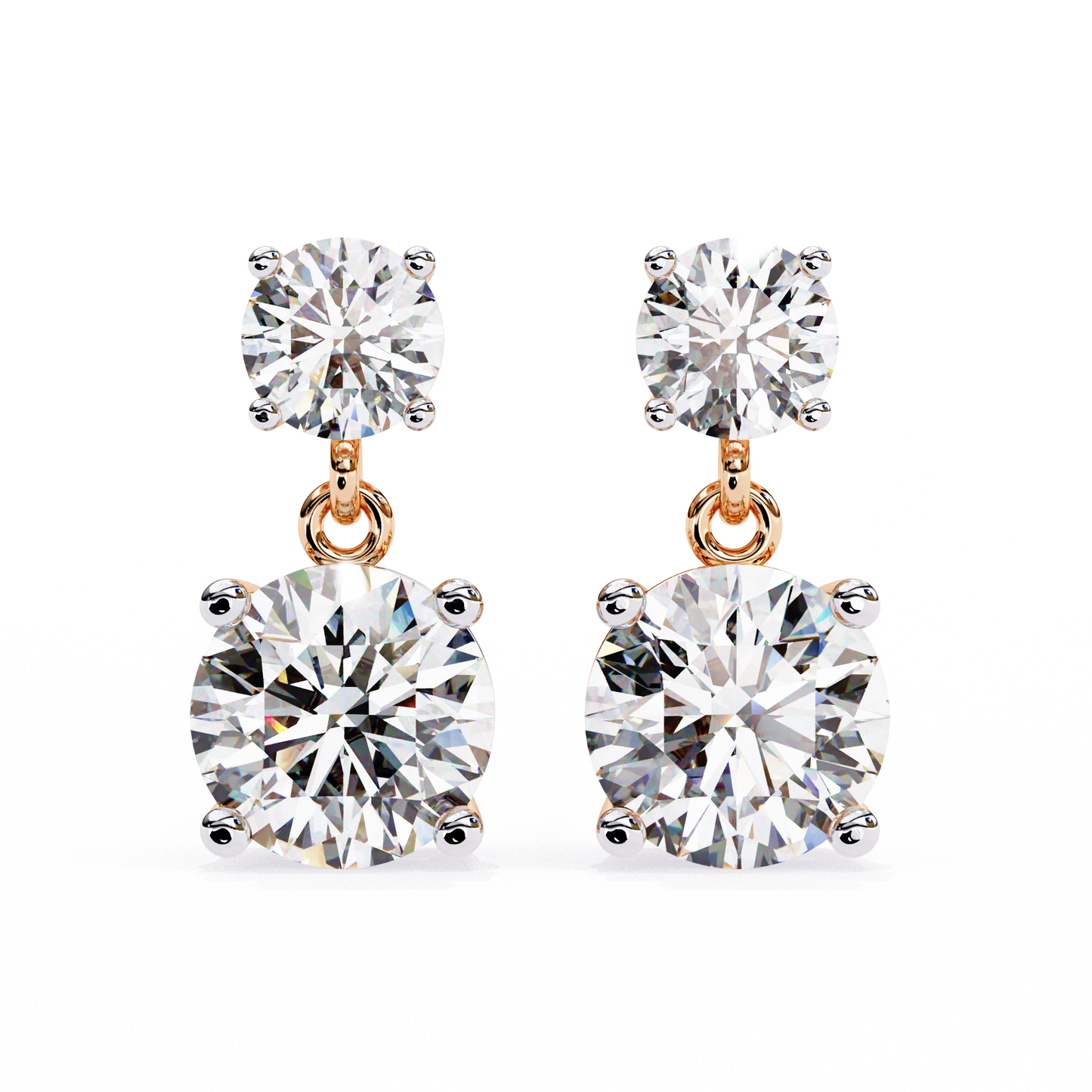 Modern Elegance – 3.73  CT Lab Grown Diamond Two-Stone Earrings
