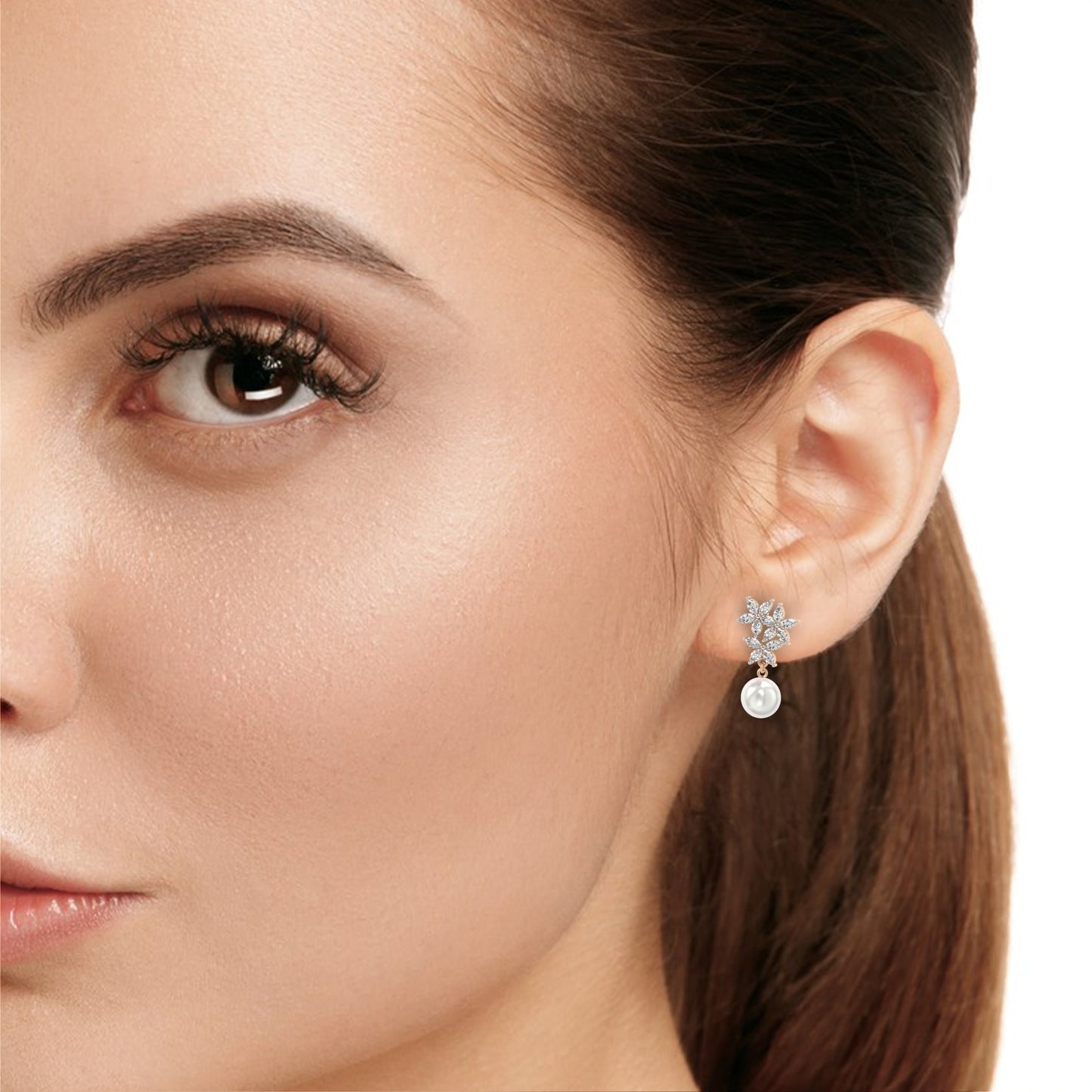 Floral Pearl Cascade 2.39ct Lab grown Diamond Earrings