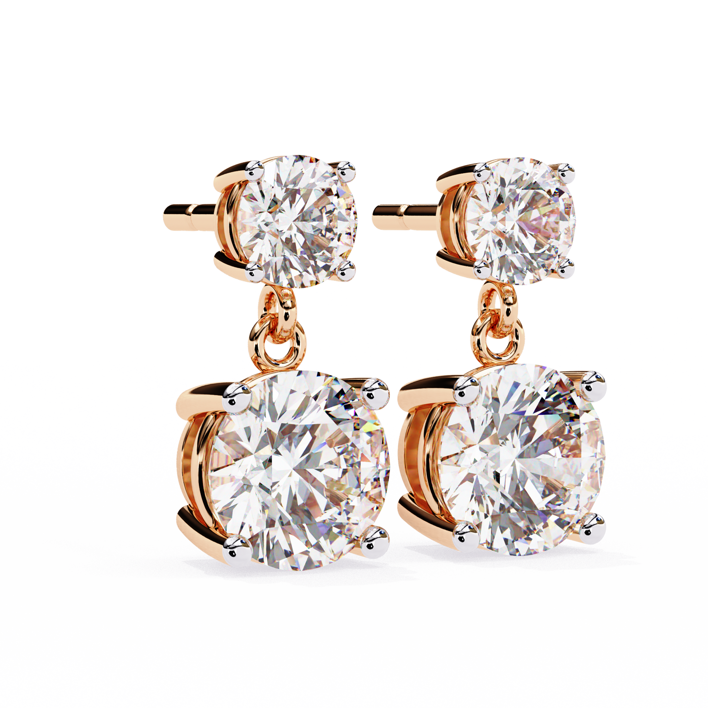 Modern Elegance – 3.73  CT Lab Grown Diamond Two-Stone Earrings