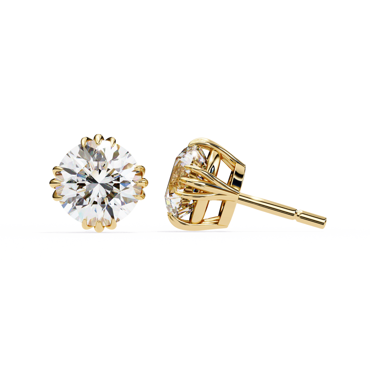 Round 2.8 CT Lab Grown Diamond  Unique Prong Set Stud Earrings