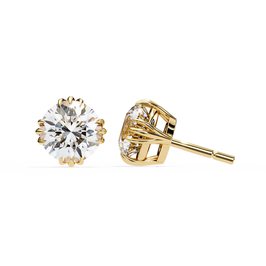 Round 2.8 CT Lab Grown Diamond  Unique Prong Set Stud Earrings