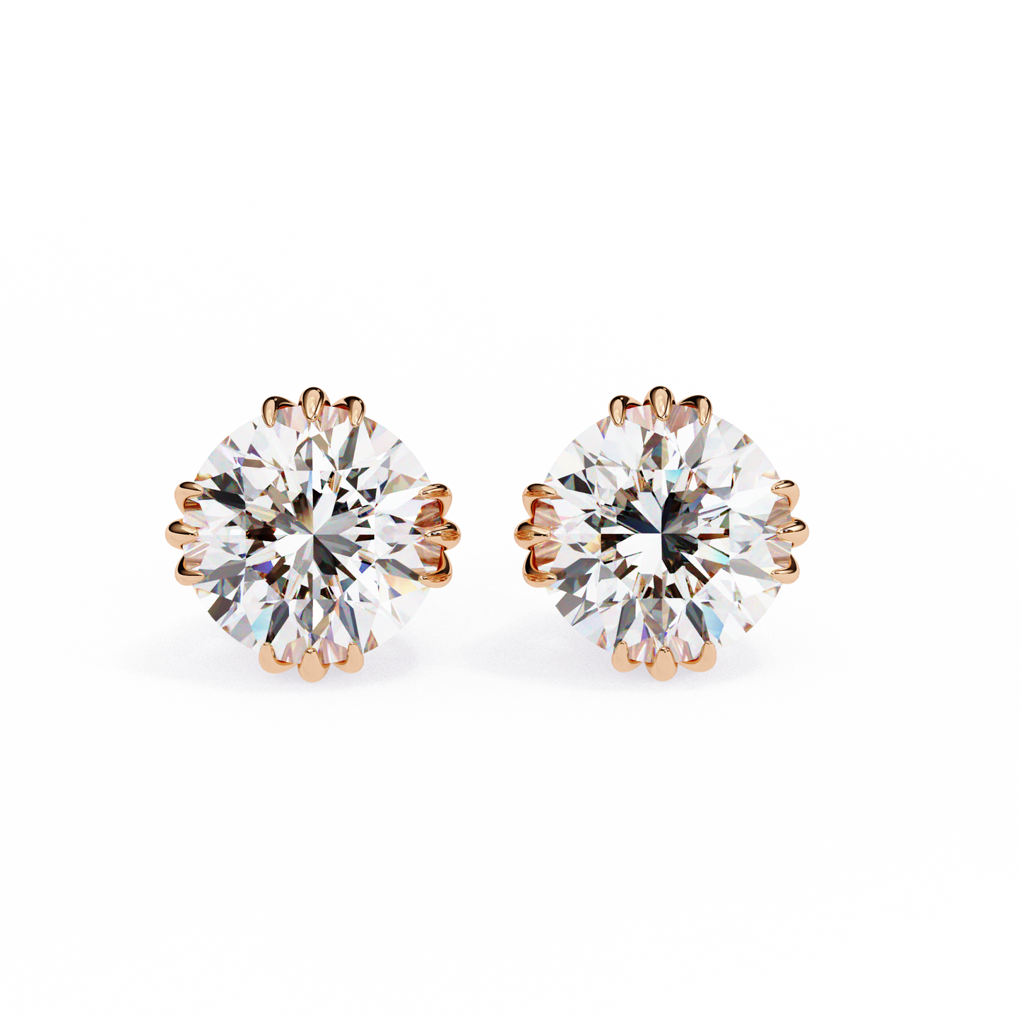 Round 2.8 CT Lab Grown Diamond  Unique Prong Set Stud Earrings
