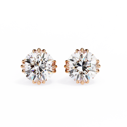 Round 2.8 CT Lab Grown Diamond  Unique Prong Set Stud Earrings
