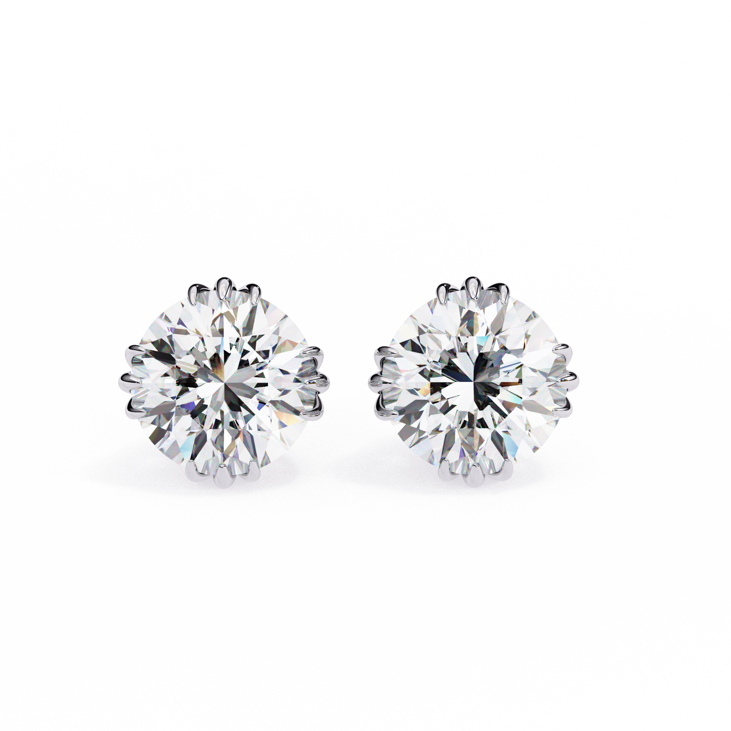 Round 2.8 CT Lab Grown Diamond  Unique Prong Set Stud Earrings