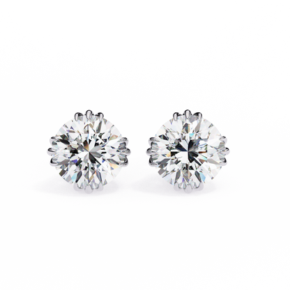 Round 2.8 CT Lab Grown Diamond  Unique Prong Set Stud Earrings