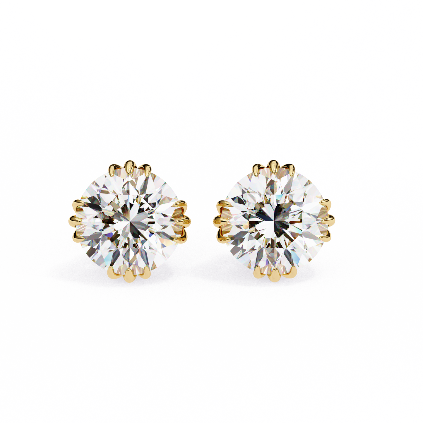 Round 2.8 CT Lab Grown Diamond  Unique Prong Set Stud Earrings