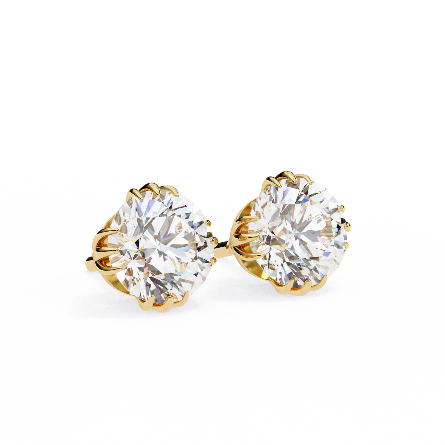 Round 2.8 CT Lab Grown Diamond  Unique Prong Set Stud Earrings