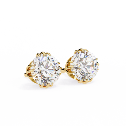 Round 2.8 CT Lab Grown Diamond  Unique Prong Set Stud Earrings