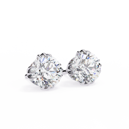 Round 2.8 CT Lab Grown Diamond  Unique Prong Set Stud Earrings