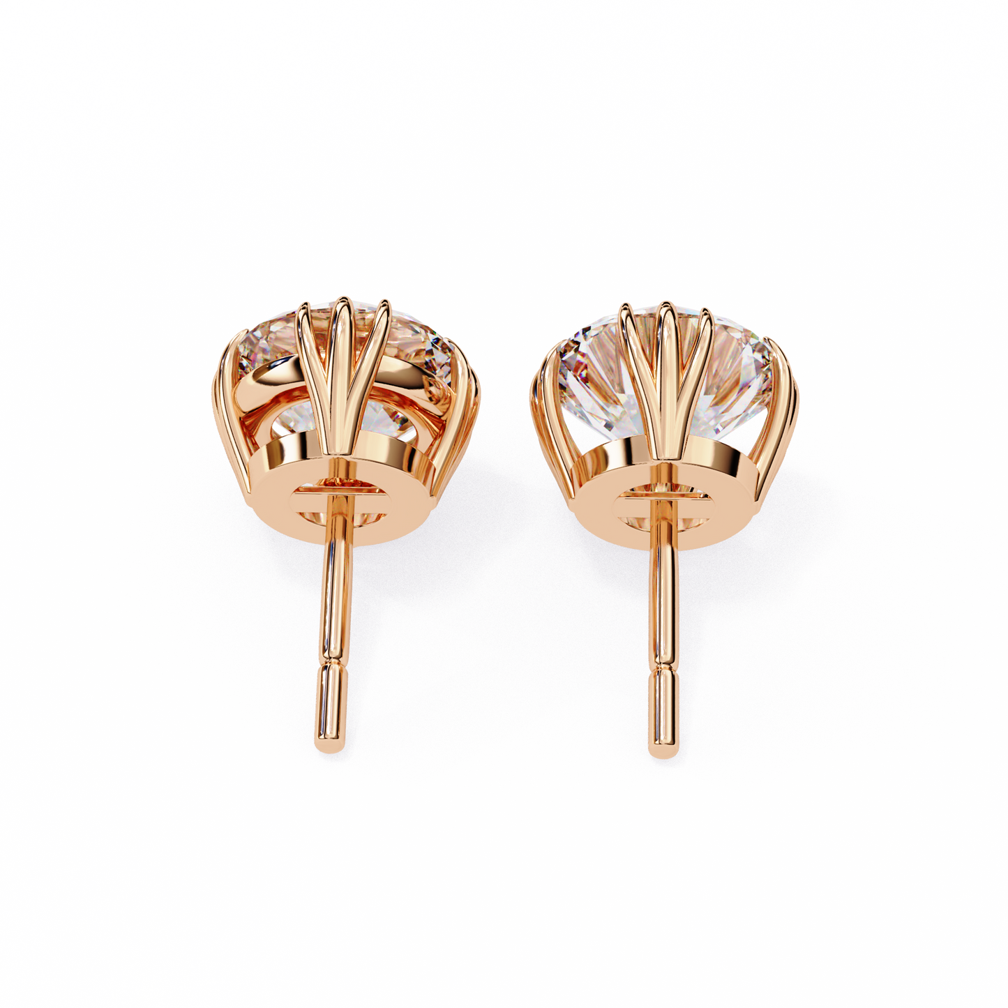 Round 2.8 CT Lab Grown Diamond  Unique Prong Set Stud Earrings