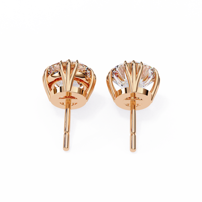 Round 2.8 CT Lab Grown Diamond  Unique Prong Set Stud Earrings
