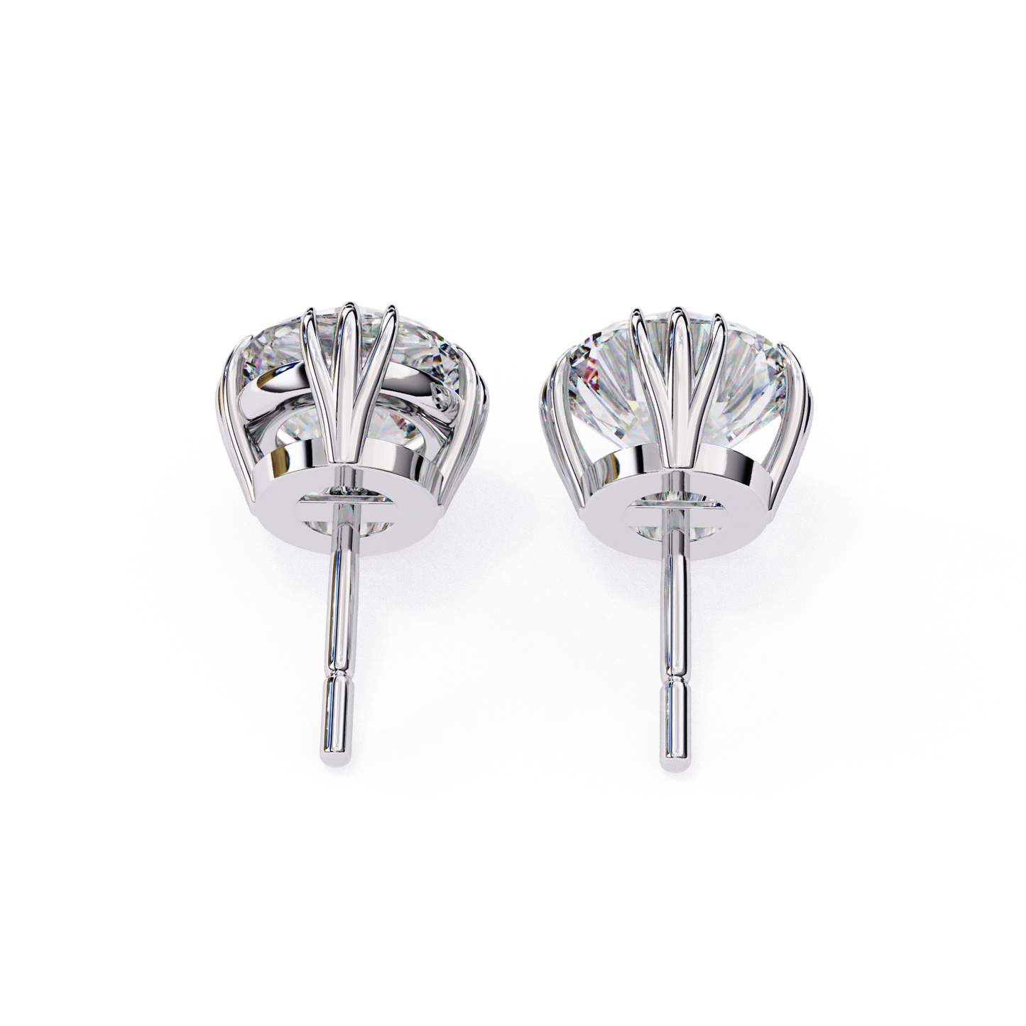 Round 2.8 CT Lab Grown Diamond  Unique Prong Set Stud Earrings