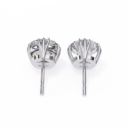 Round 2.8 CT Lab Grown Diamond  Unique Prong Set Stud Earrings