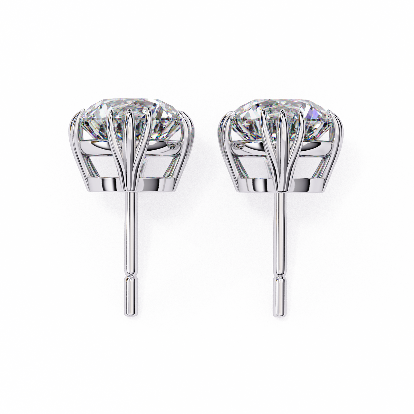 Round 2.8 CT Lab Grown Diamond  Unique Prong Set Stud Earrings