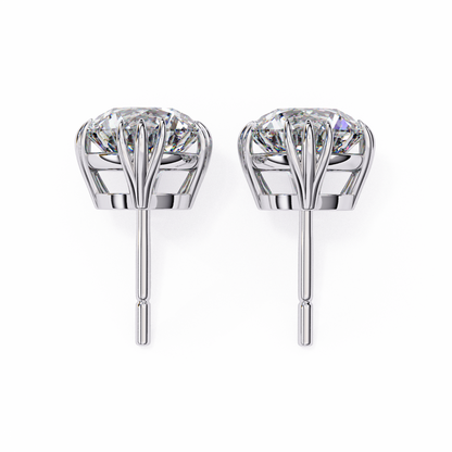 Round 2.8 CT Lab Grown Diamond  Unique Prong Set Stud Earrings