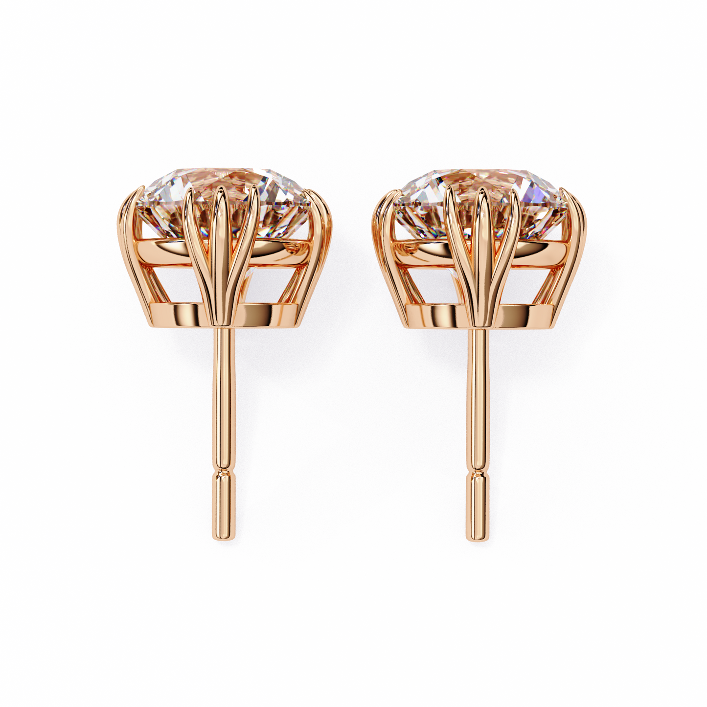 Round 2.8 CT Lab Grown Diamond  Unique Prong Set Stud Earrings