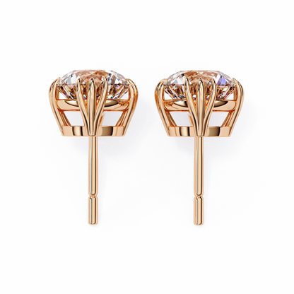 Round 2.8 CT Lab Grown Diamond  Unique Prong Set Stud Earrings