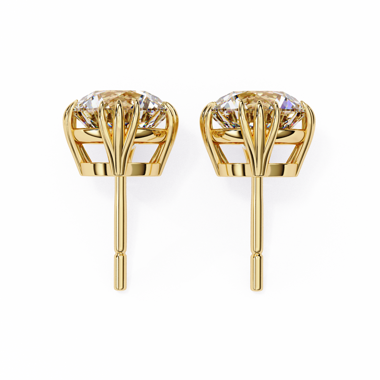 Round 2.8 CT Lab Grown Diamond  Unique Prong Set Stud Earrings