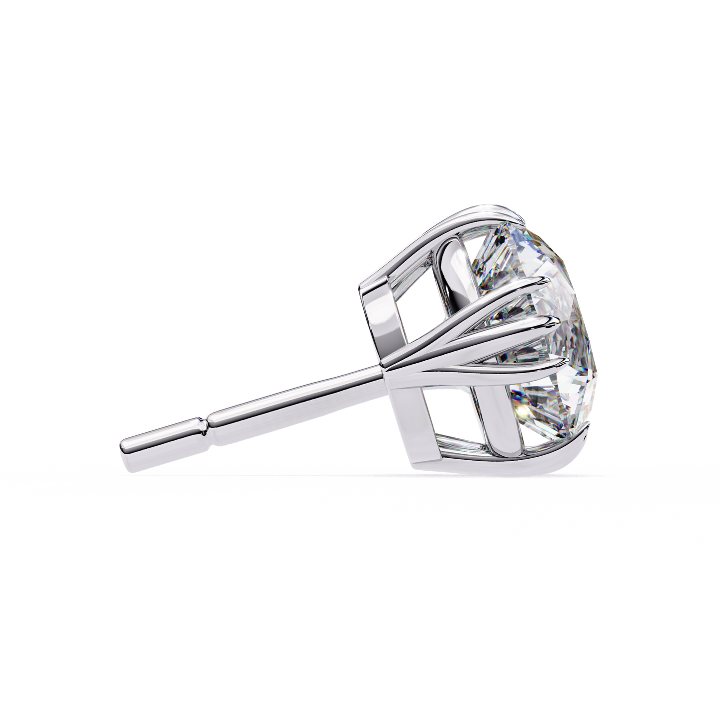 Round 2.8 CT Lab Grown Diamond  Unique Prong Set Stud Earrings