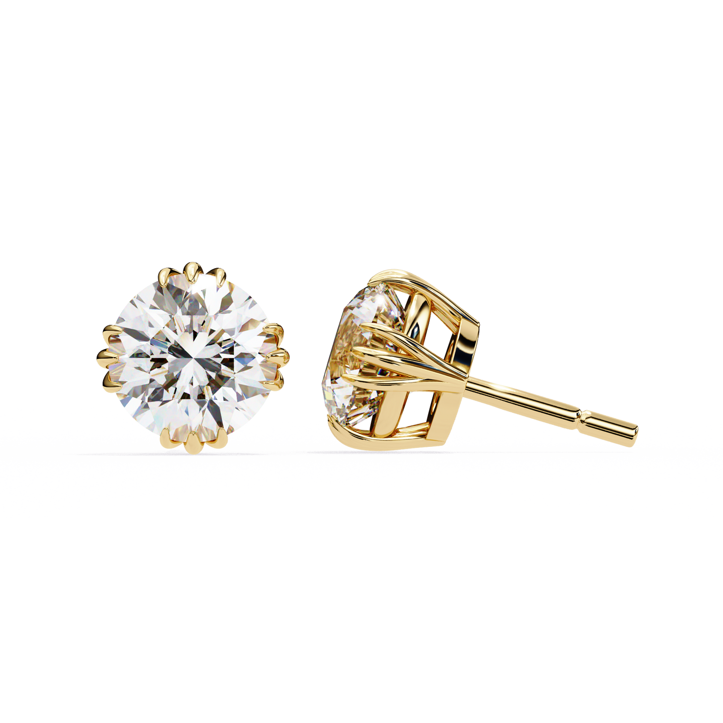 Round 2.8 CT Lab Grown Diamond  Unique Prong Set Stud Earrings