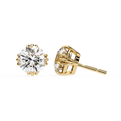 Round 2.8 CT Lab Grown Diamond  Unique Prong Set Stud Earrings