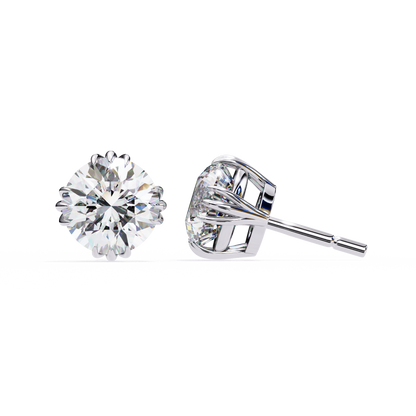 Round 2.8 CT Lab Grown Diamond  Unique Prong Set Stud Earrings