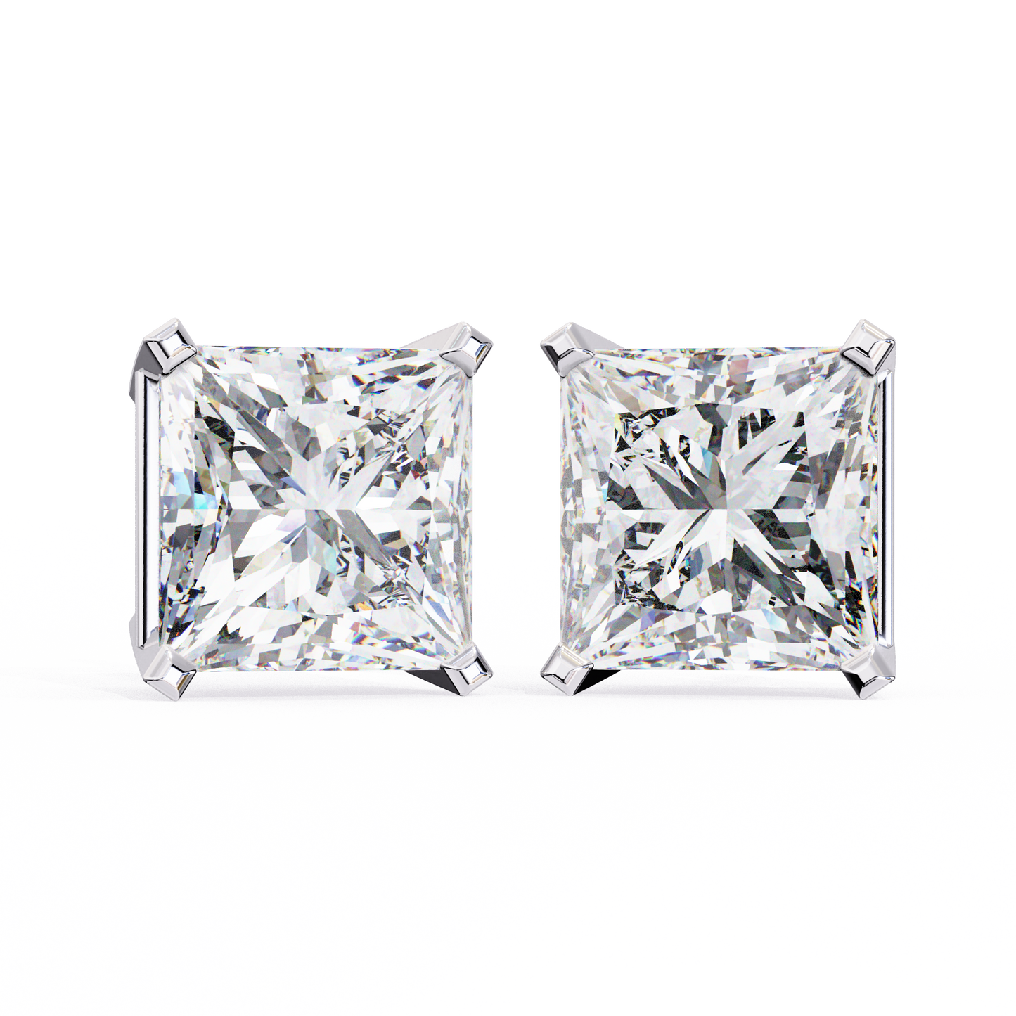 Classic Princess Cut Lab Diamond Studs – 3.04 Carat Brilliance
