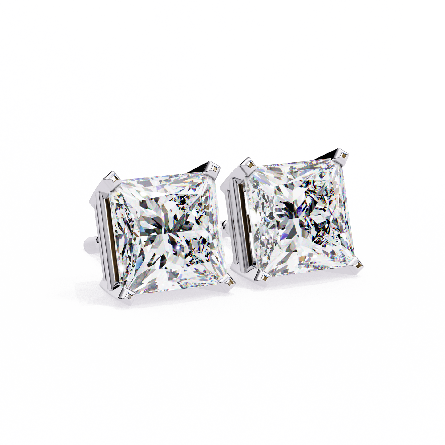 Classic Princess Cut Lab Diamond Studs – 3.04 Carat Brilliance