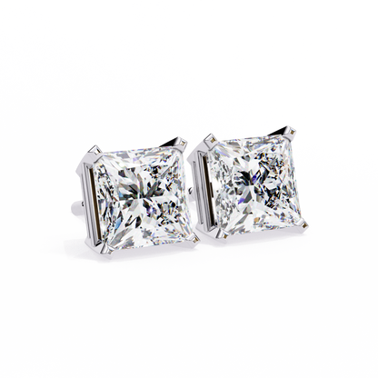 Classic Princess Cut Lab Diamond Studs – 3.04 Carat Brilliance