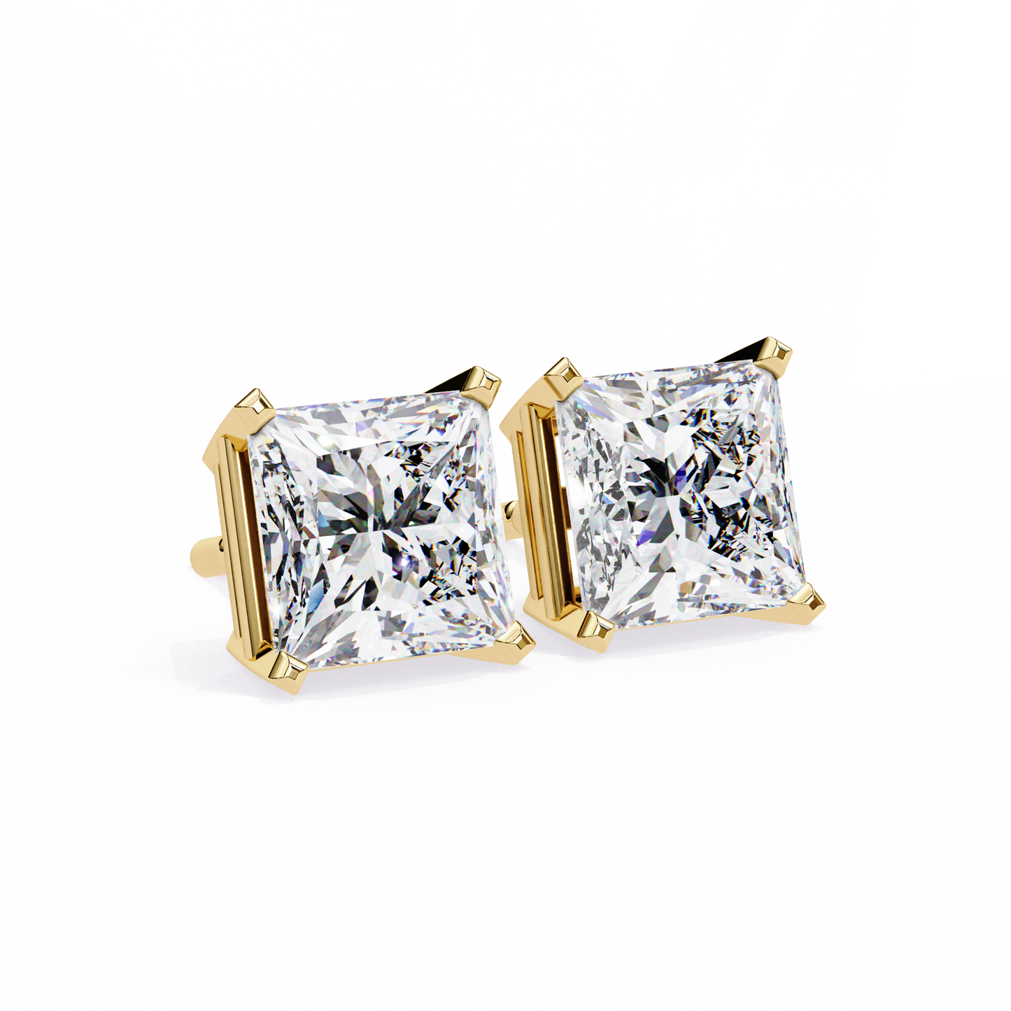 Classic Princess Cut Lab Diamond Studs – 3.04 Carat Brilliance