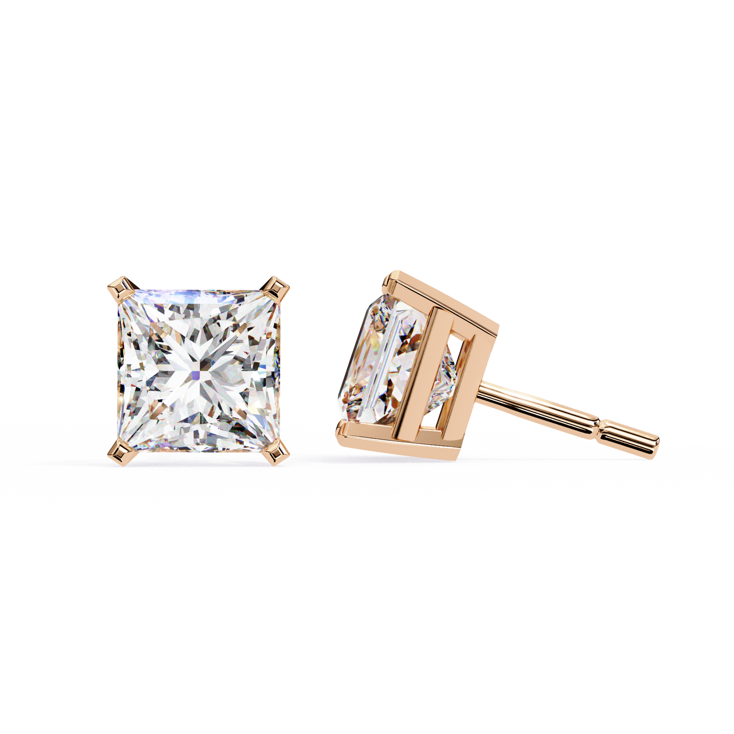 Classic Princess Cut Lab Diamond Studs – 3.04 Carat Brilliance