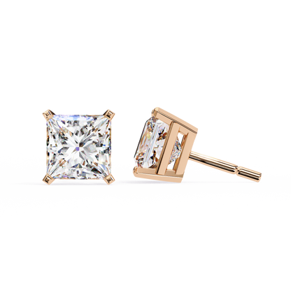 Classic Princess Cut Lab Diamond Studs – 3.04 Carat Brilliance