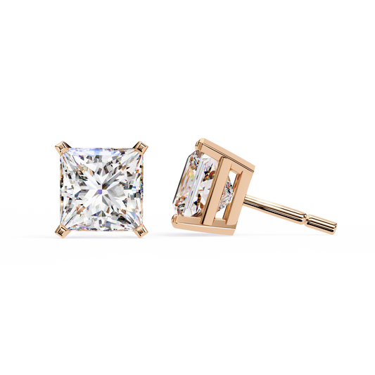 Classic Princess Cut Lab Diamond Studs – 3.04 Carat Brilliance