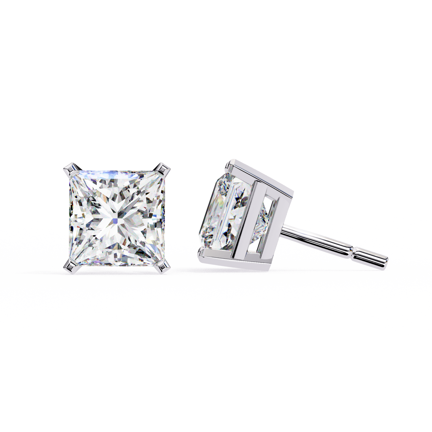 Classic Princess Cut Lab Diamond Studs – 3.04 Carat Brilliance