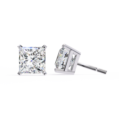 Classic Princess Cut Lab Diamond Studs – 3.04 Carat Brilliance
