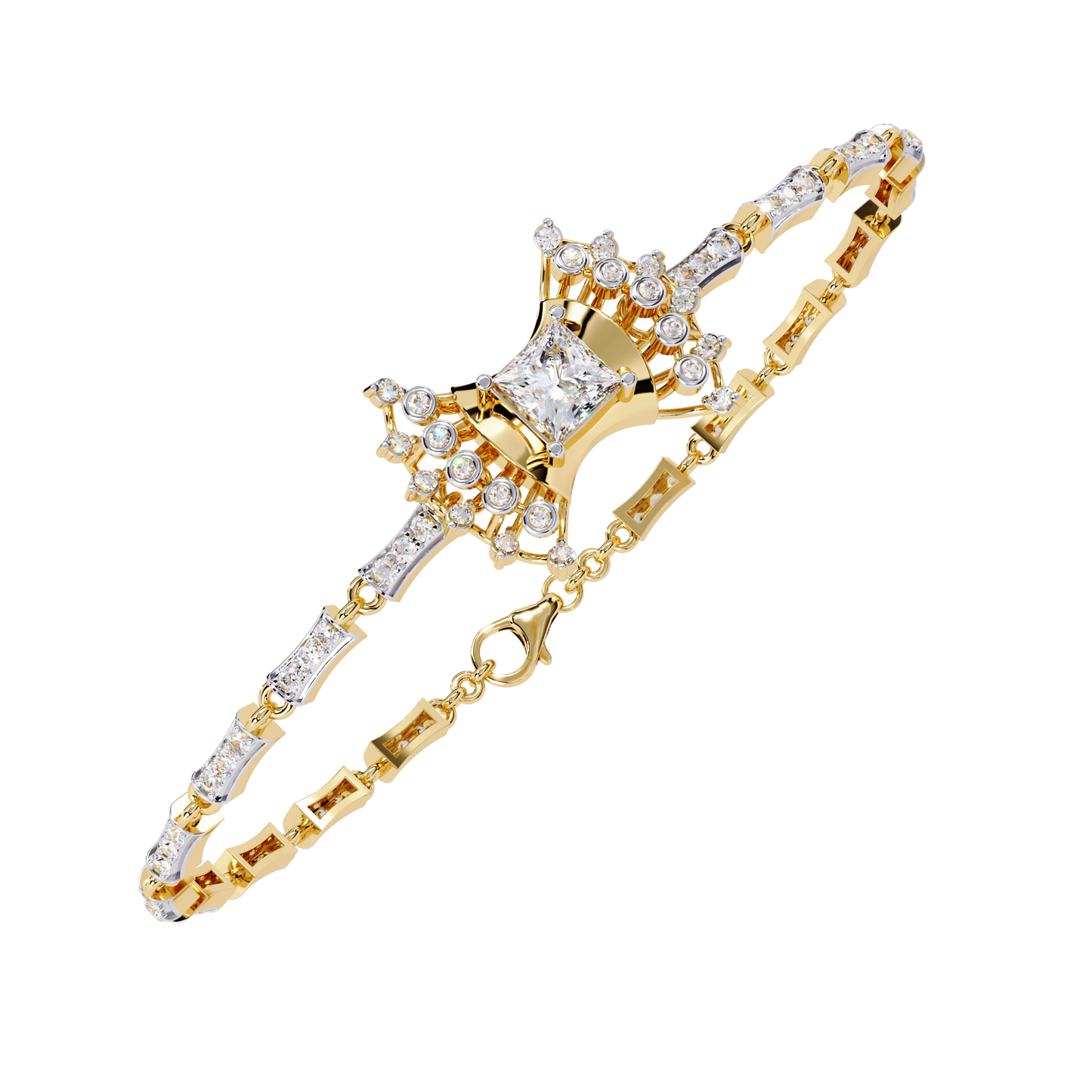 1.65 Ct Princess Bow Design Lab Grown Diamond Bracelet