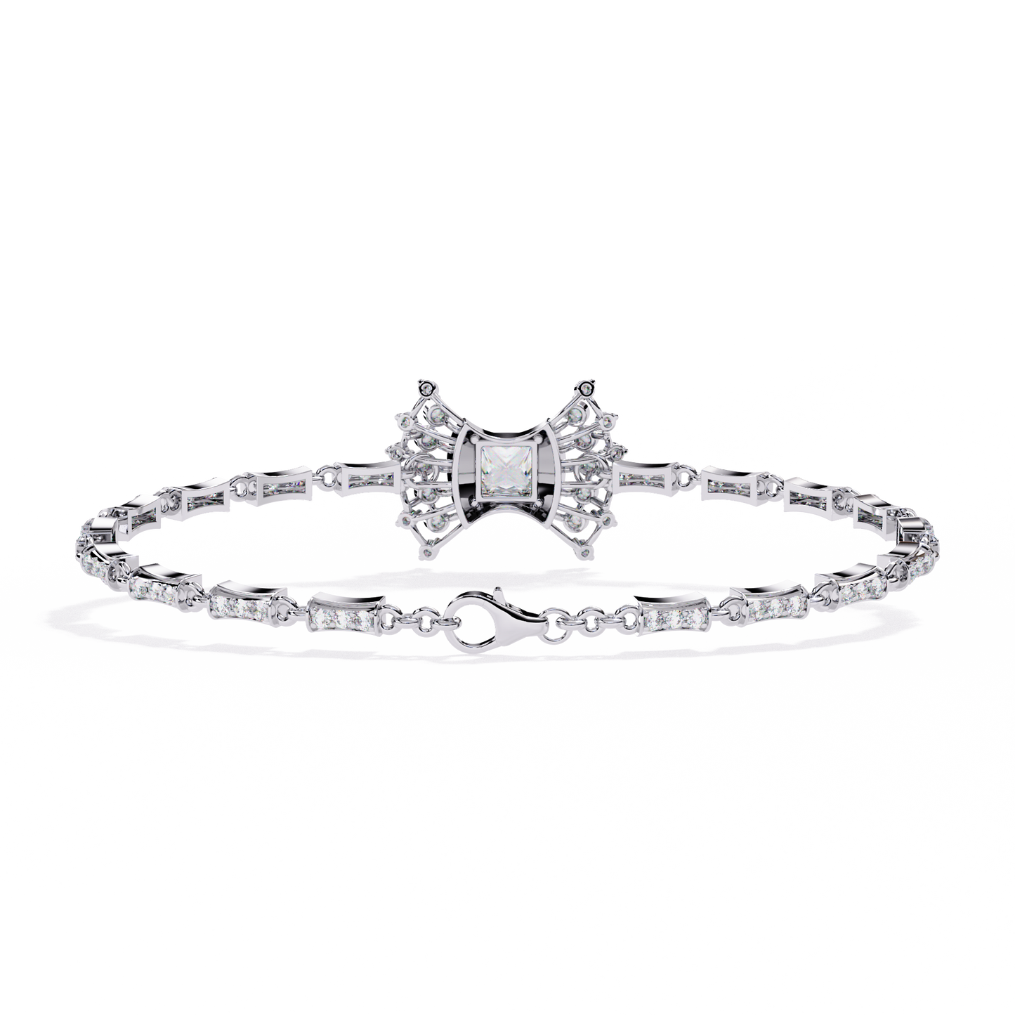 1.65 Ct Princess Bow Design Lab Grown Diamond Bracelet