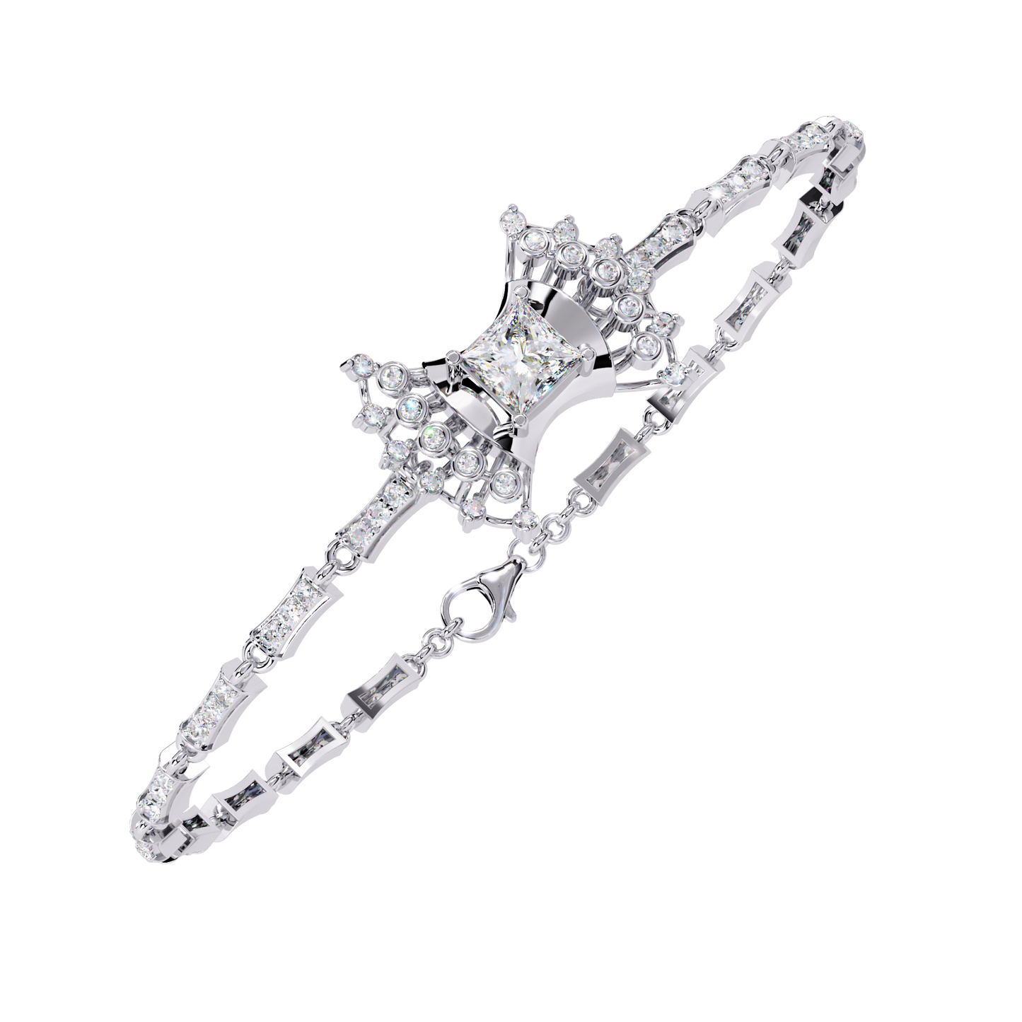 1.65 Ct Princess Bow Design Lab Grown Diamond Bracelet