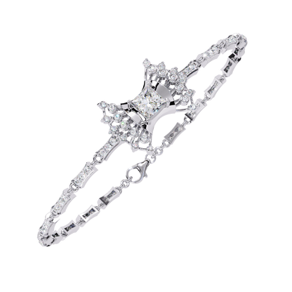 1.65 Ct Princess Bow Design Lab Grown Diamond Bracelet