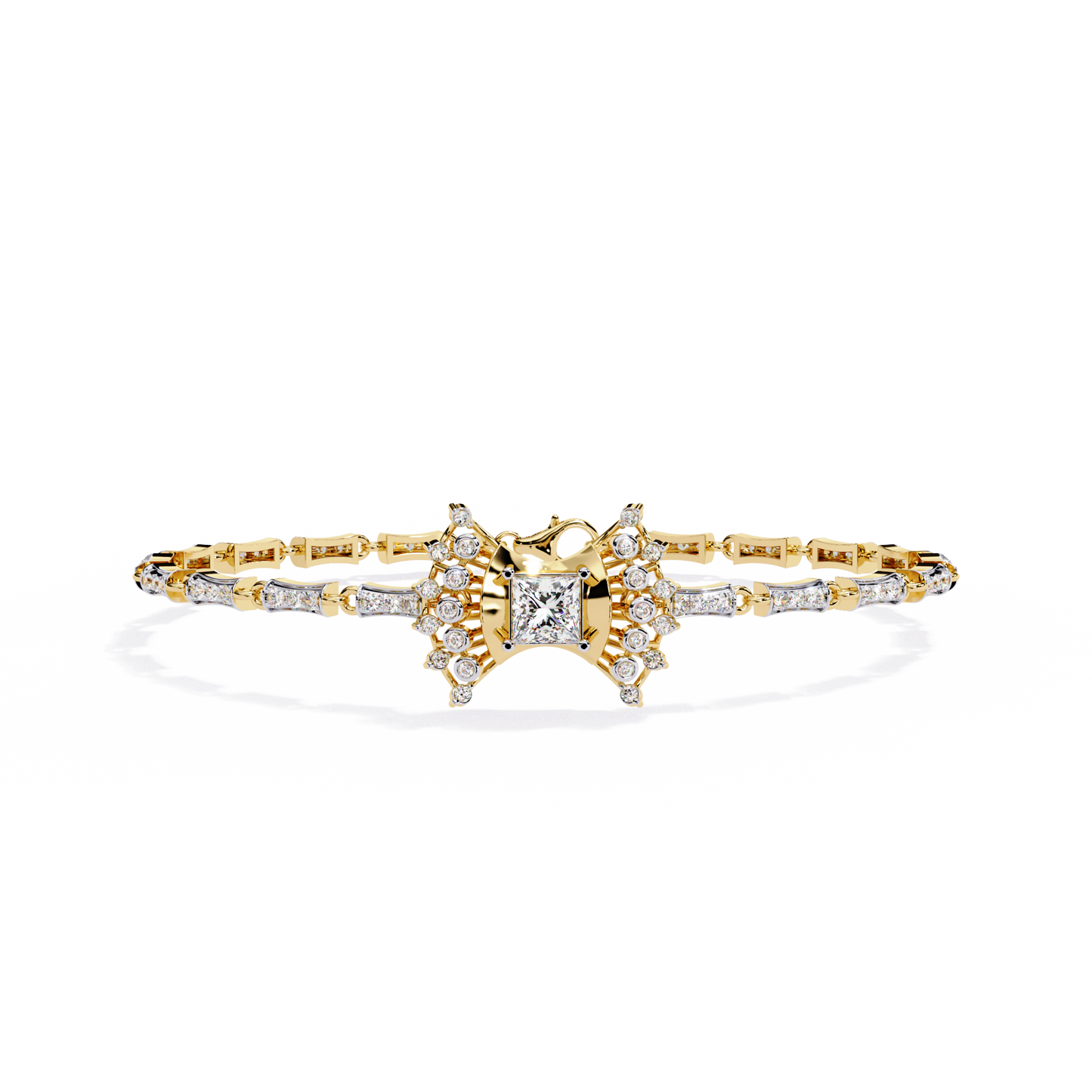 1.65 Ct Princess Bow Design Lab Grown Diamond Bracelet