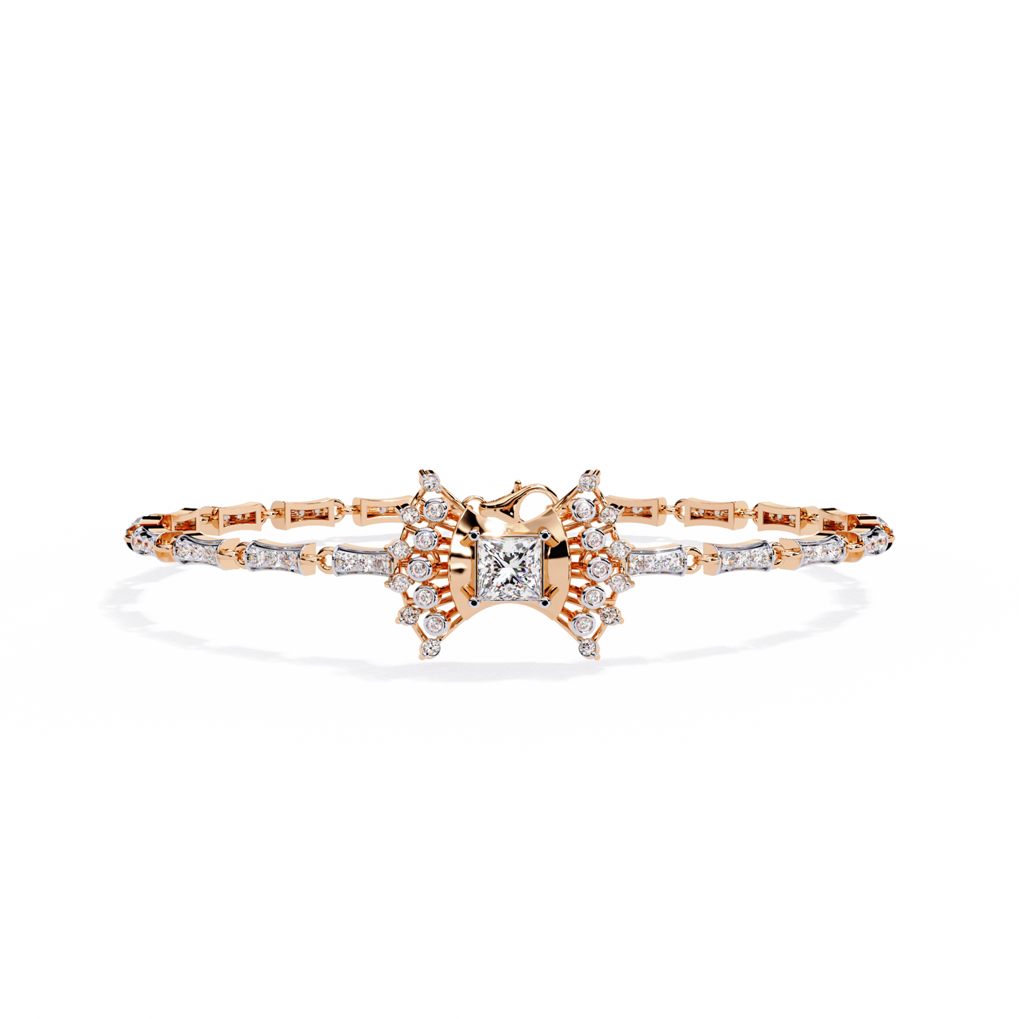 1.65 Ct Princess Bow Design Lab Grown Diamond Bracelet