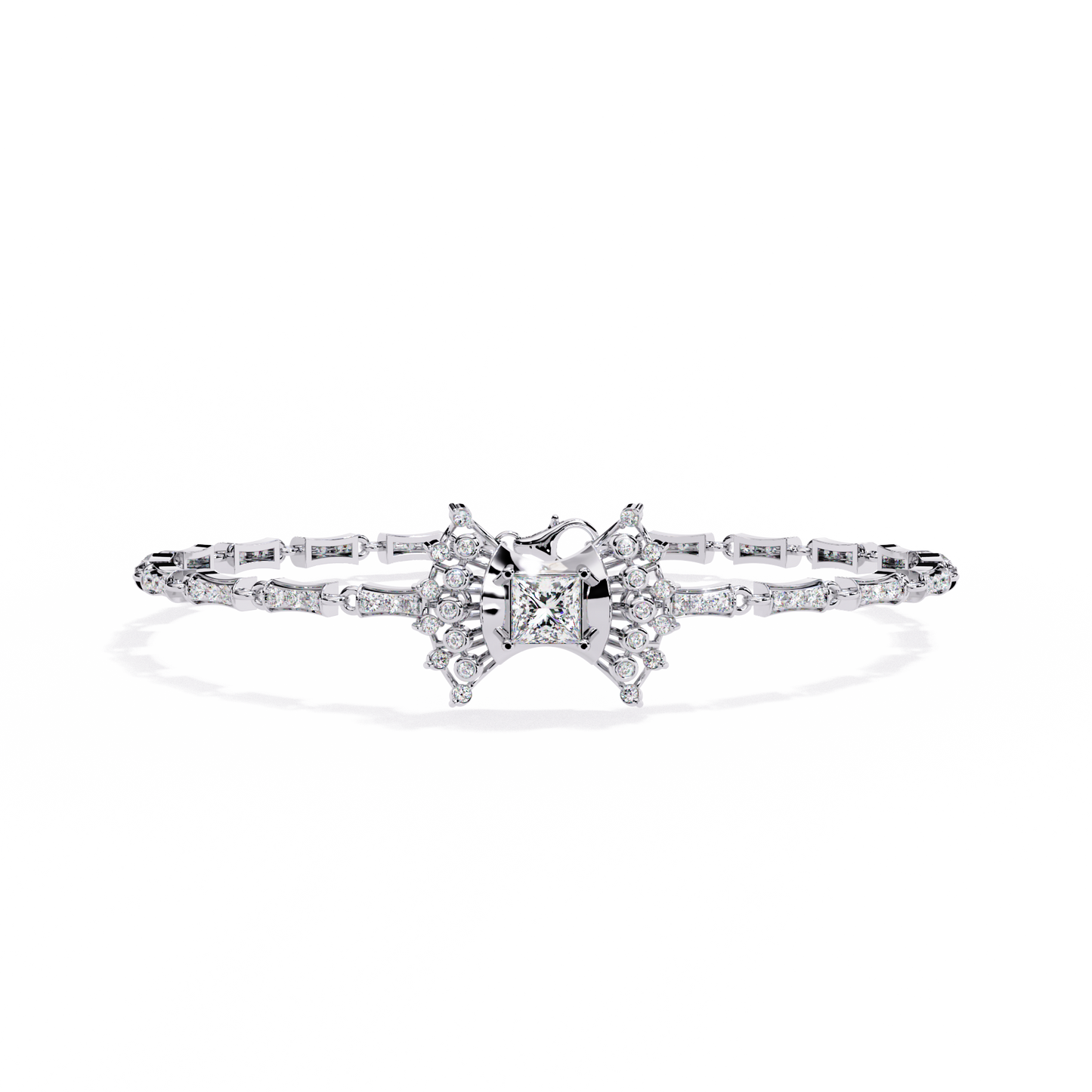 1.65 Ct Princess Bow Design Lab Grown Diamond Bracelet