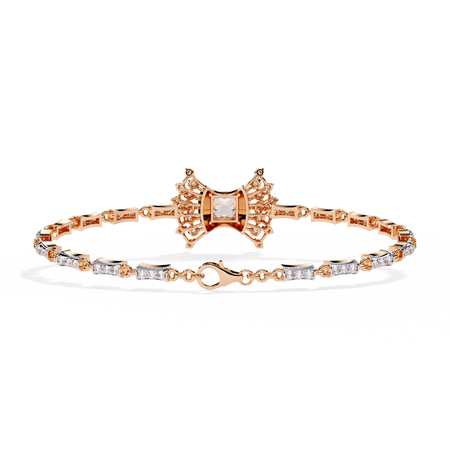 1.65 Ct Princess Bow Design Lab Grown Diamond Bracelet