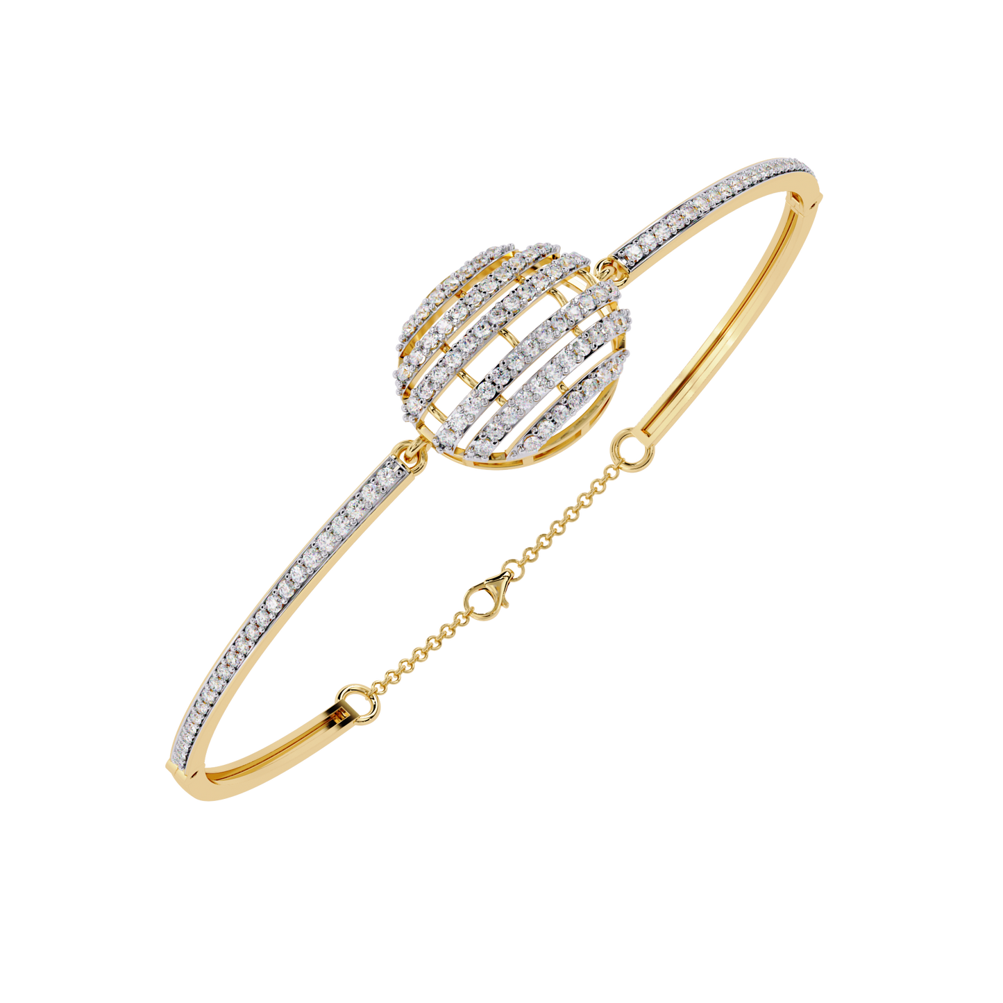 Luxury Radiant Sphere Lab grown  Diamond Bangle Bracelet